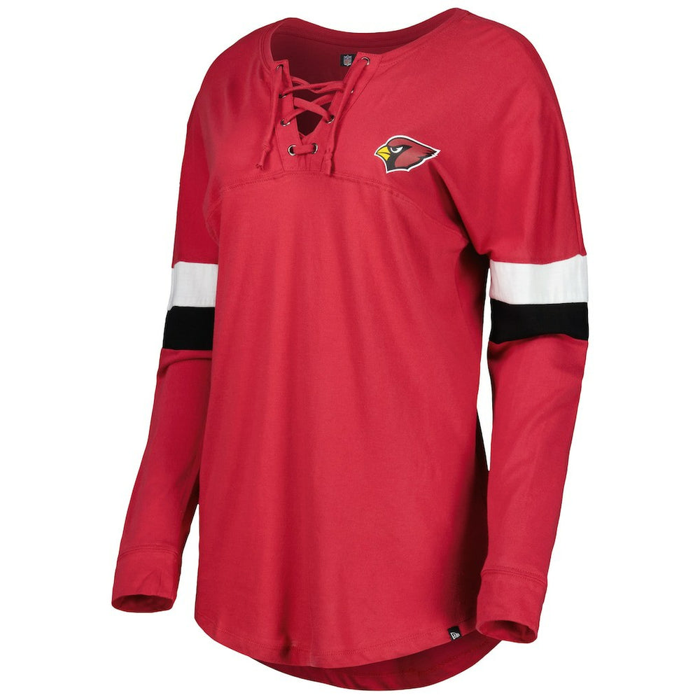 Arizona Cardinals New Era Women's Athletic Varsity Lace-Up Lightweight Long Sleeve T-Shirt - Cardinal for sale
