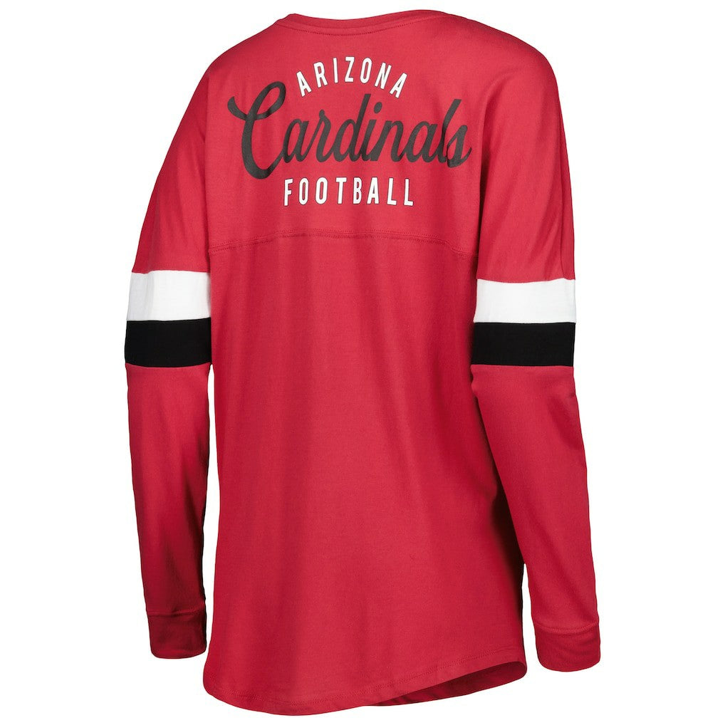 Arizona Cardinals New Era Women's Athletic Varsity Lace-Up Lightweight Long Sleeve T-Shirt - Cardinal for sale