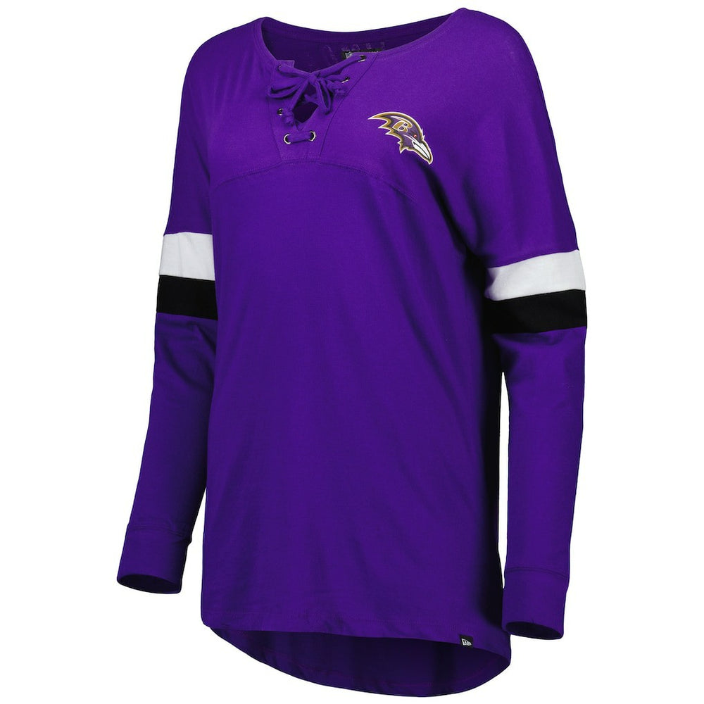Baltimore Ravens New Era Women's Athletic Varsity Lace-Up Lightweight Long Sleeve T-Shirt - Purple discount