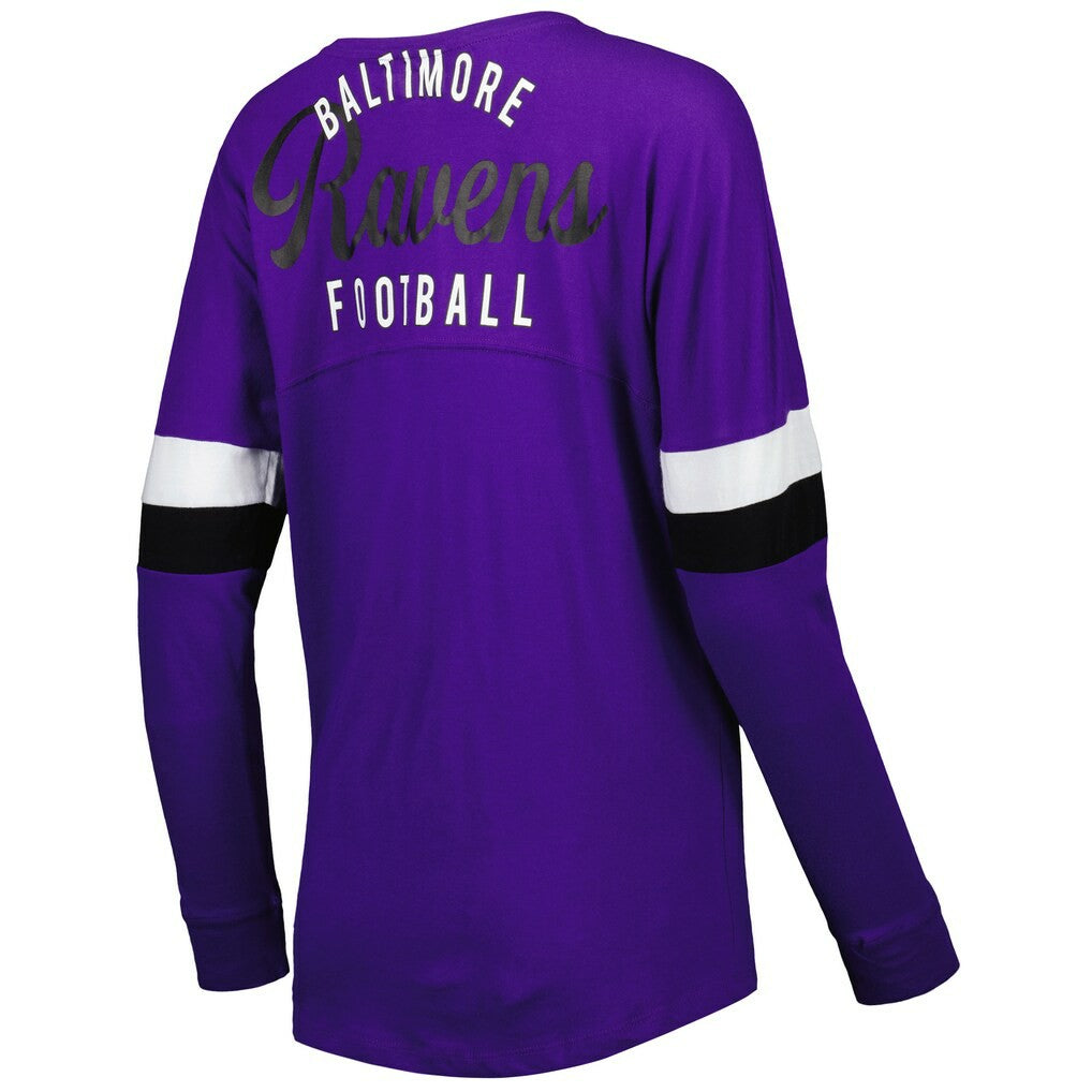 Baltimore Ravens New Era Women's Athletic Varsity Lace-Up Lightweight Long Sleeve T-Shirt - Purple discount
