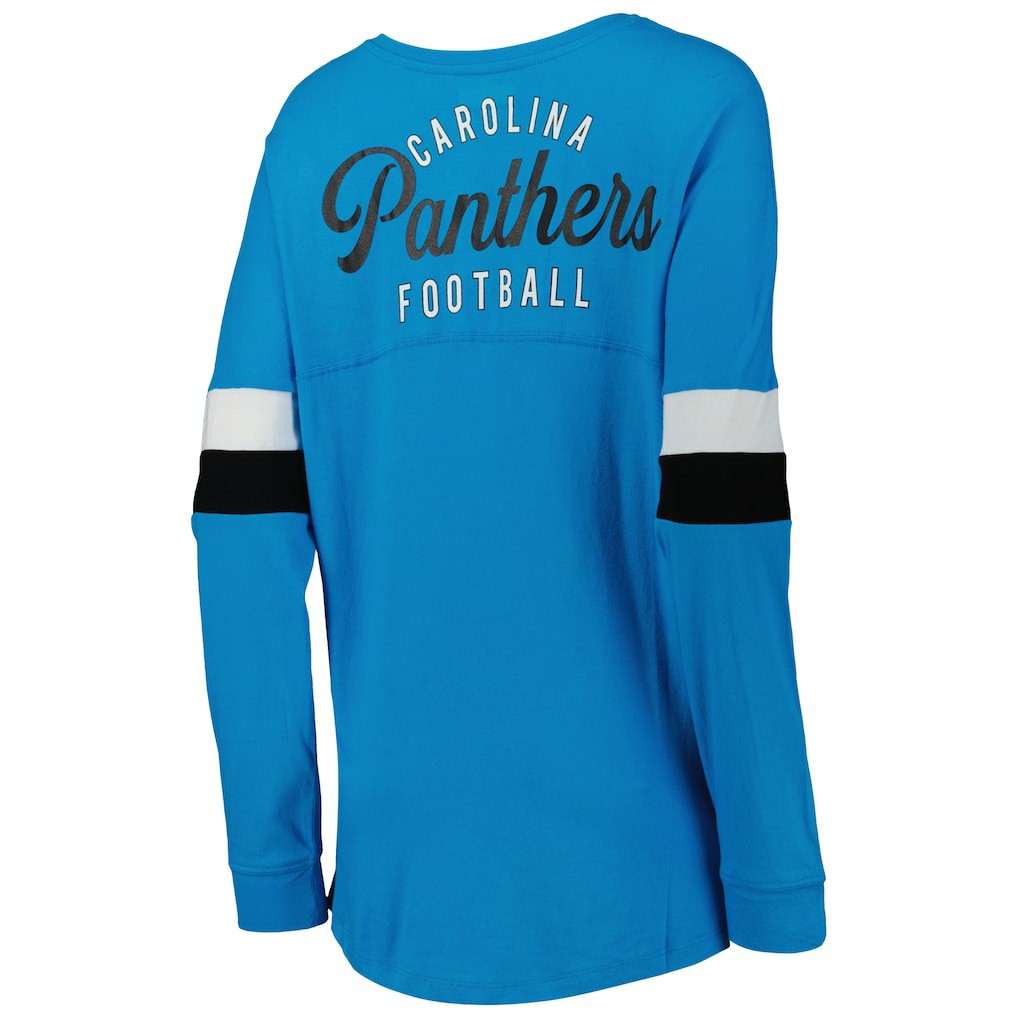 Carolina Panthers New Era Women's Athletic Varsity Lace-Up Lightweight Long Sleeve T-Shirt - Blue on sale
