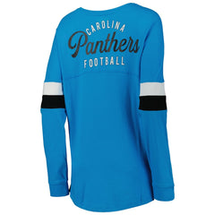 Carolina Panthers New Era Women's Athletic Varsity Lace-Up Lightweight Long Sleeve T-Shirt - Blue on sale