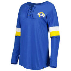 Los Angeles Rams New Era Women's Athletic Varsity Lace-Up Lightweight Long Sleeve T-Shirt - Royal discount