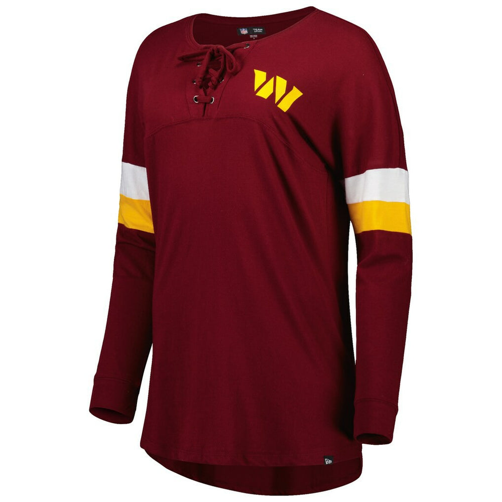 Washington Commanders New Era Women's Athletic Varsity Lace-Up Lightweight Long Sleeve T-Shirt - Burgundy sale