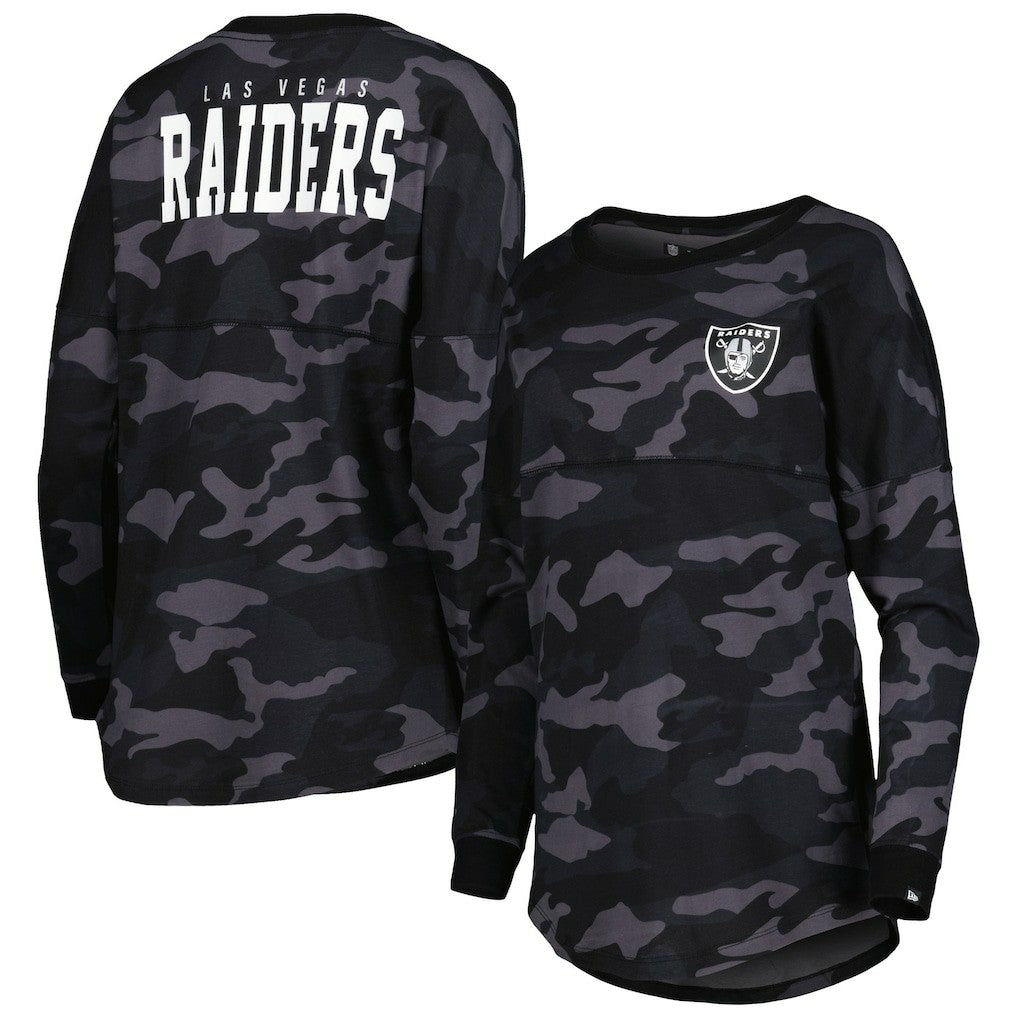 Las Vegas Raiders New Era Women's Camo Long Sleeve T-Shirt - Black discount