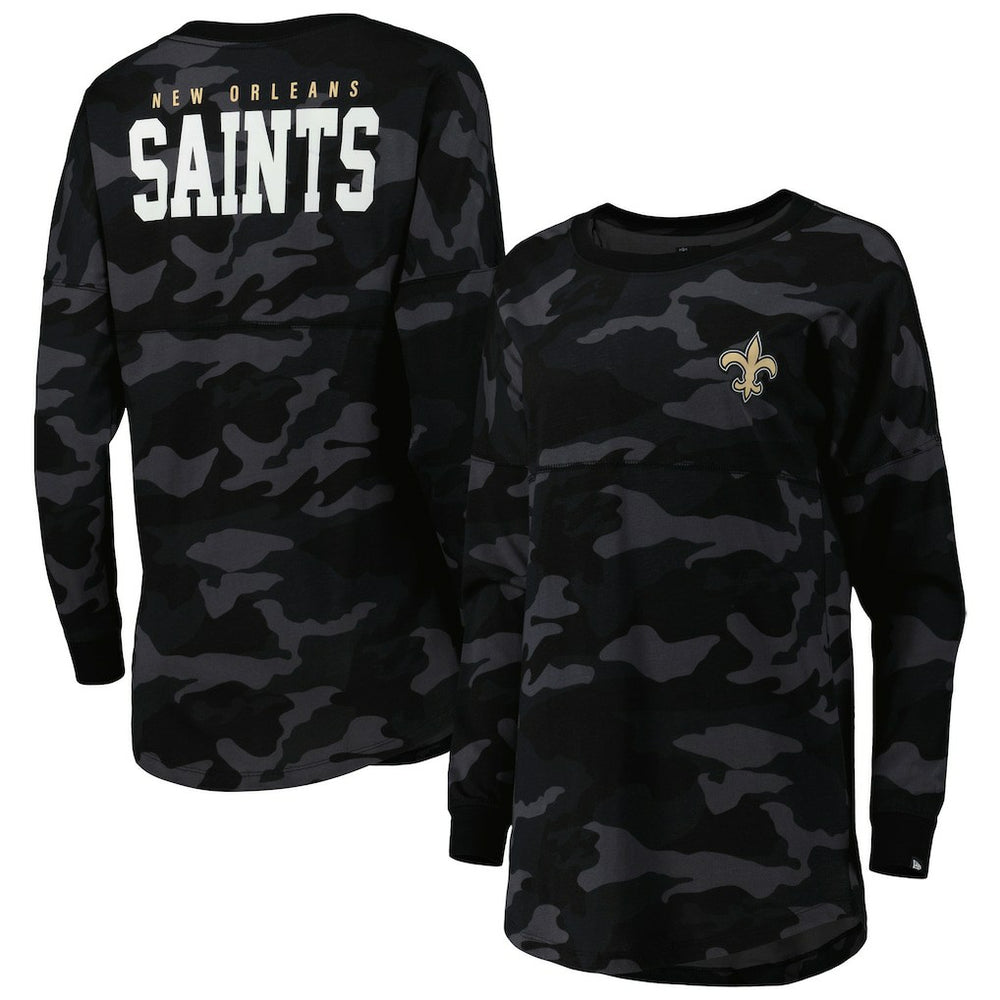 New Orleans Saints New Era Women's Camo Long Sleeve T-Shirt - Black on sale