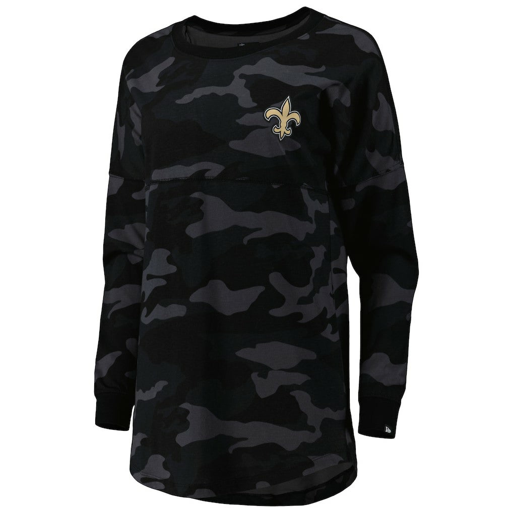 New Orleans Saints New Era Women's Camo Long Sleeve T-Shirt - Black on sale