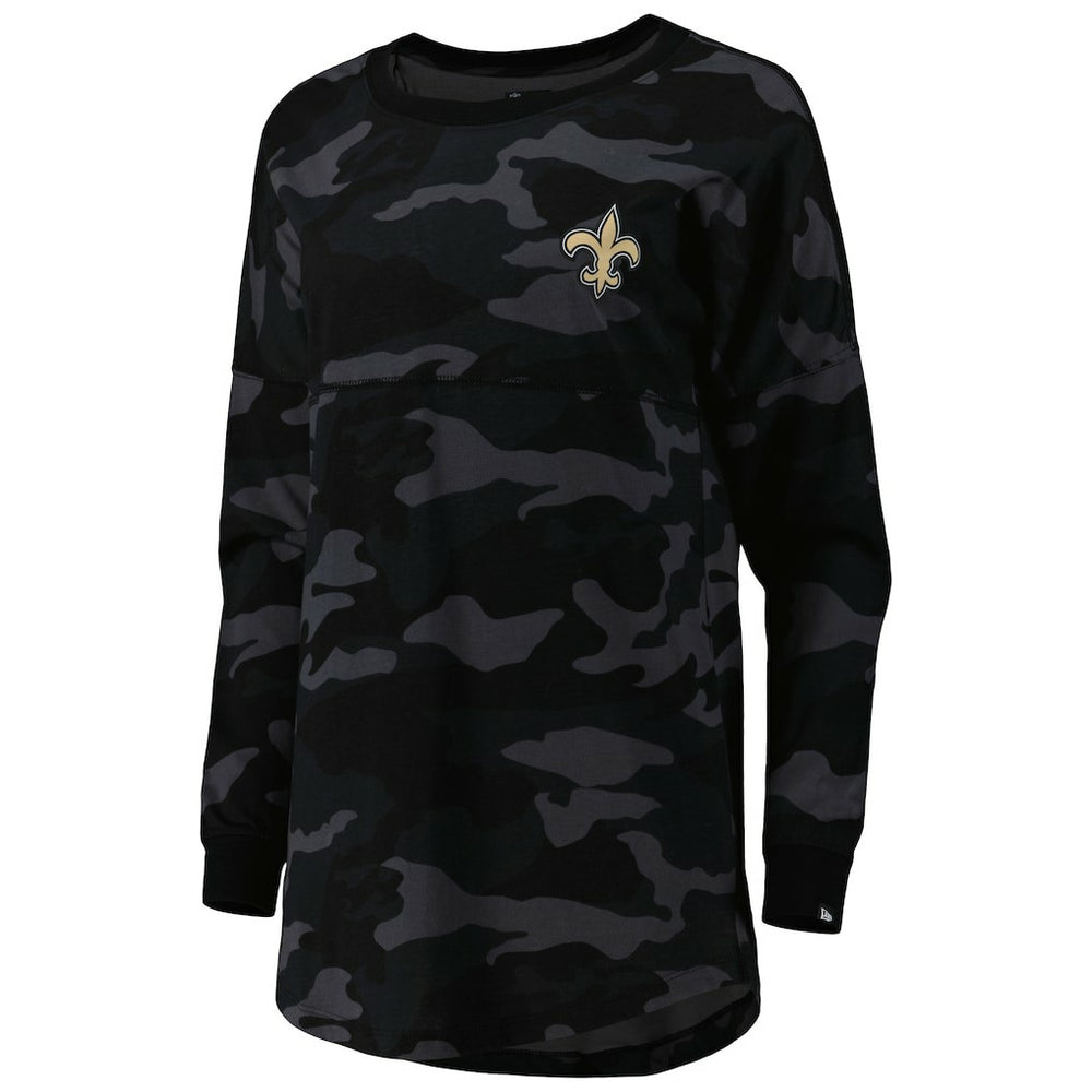 New Orleans Saints New Era Women's Camo Long Sleeve T-Shirt - Black on sale
