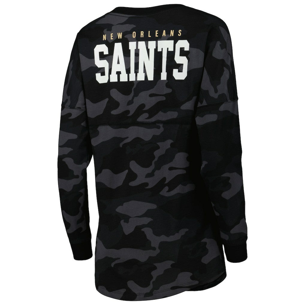 New Orleans Saints New Era Women's Camo Long Sleeve T-Shirt - Black on sale