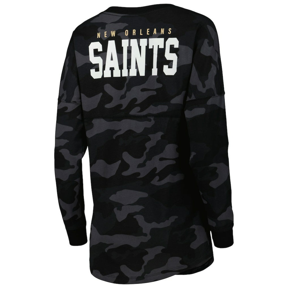 New Orleans Saints New Era Women's Camo Long Sleeve T-Shirt - Black on sale