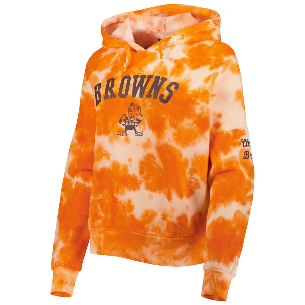 Cleveland Browns New Era Women's Cloud Dye Fleece Pullover Hoodie - Orange discount