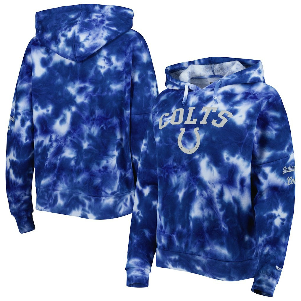 Indianapolis Colts New Era Women's Cloud Dye Fleece Pullover Hoodie - Royal cheap