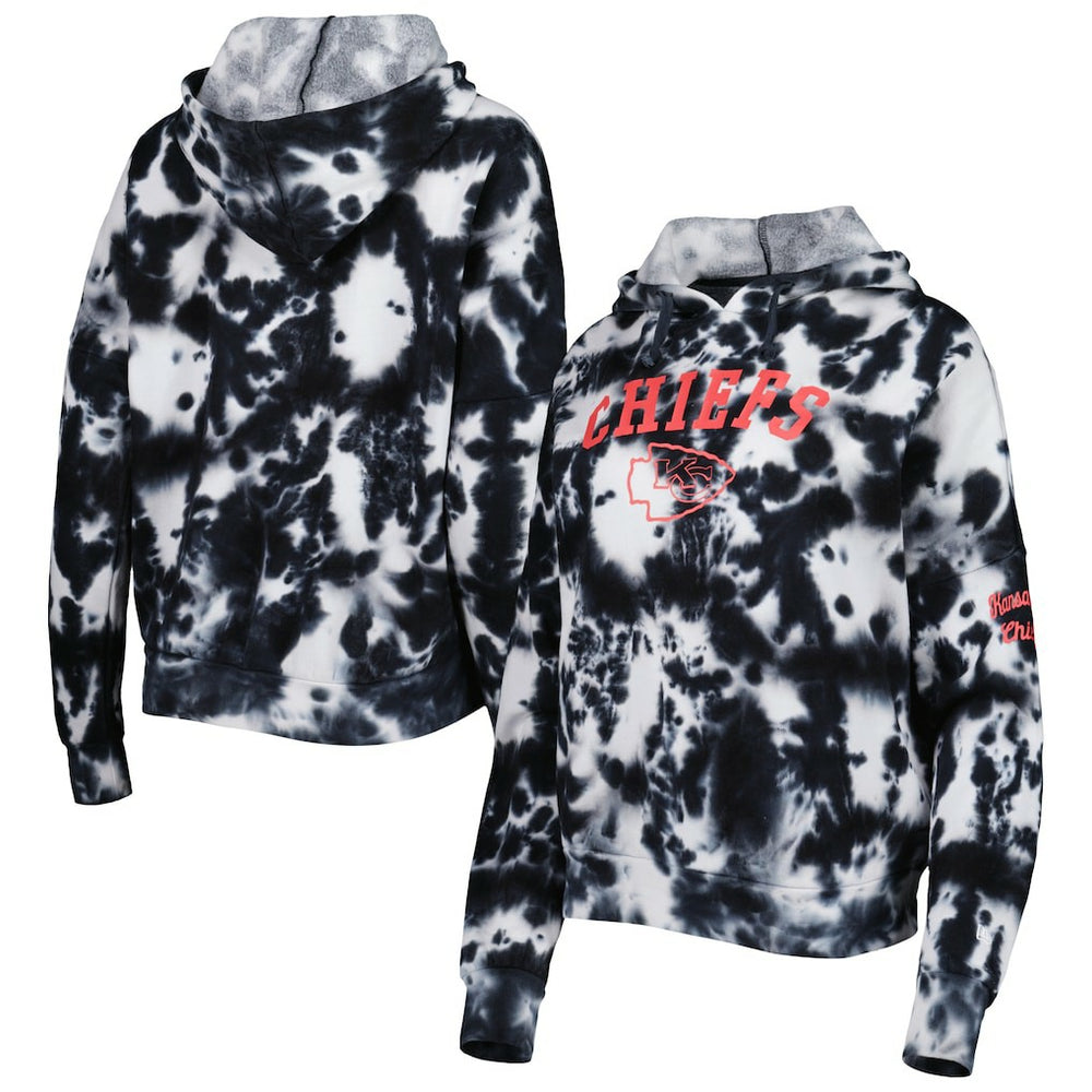 Kansas City Chiefs New Era Women's Cloud Dye Fleece Pullover Hoodie - Black online