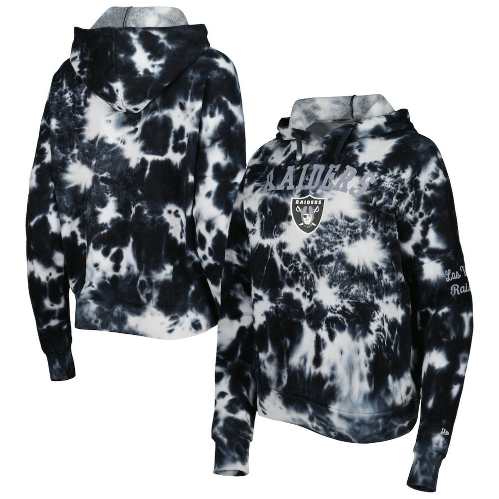 Las Vegas Raiders New Era Women's Cloud Dye Fleece Pullover Hoodie - Black on sale