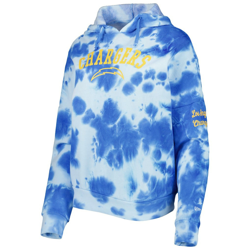 Los Angeles Chargers New Era Women's Cloud Dye Fleece Pullover Hoodie - Powder Blue sale