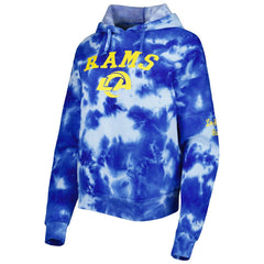 Los Angeles Rams New Era Women's Cloud Dye Fleece Pullover Hoodie - Royal outlet