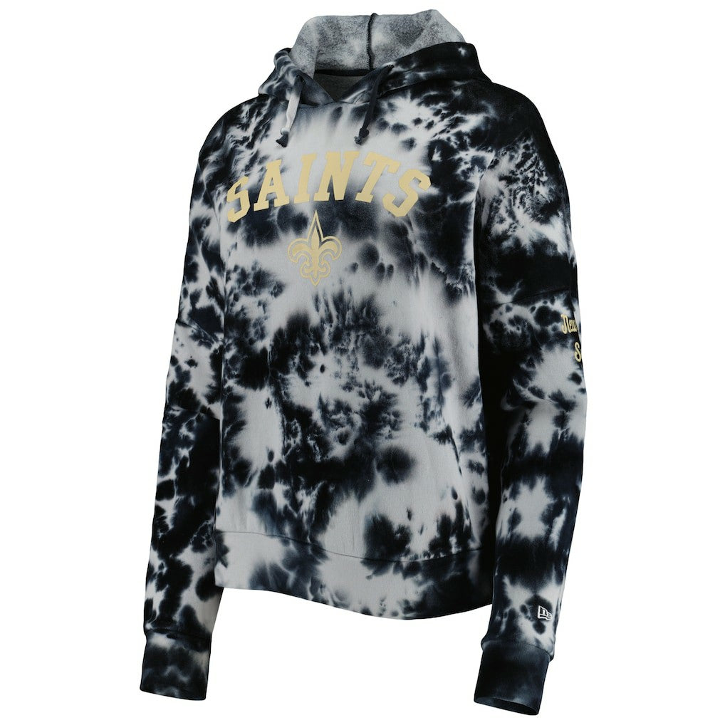 New Orleans Saints New Era Women's Cloud Dye Fleece Pullover Hoodie - Black discount