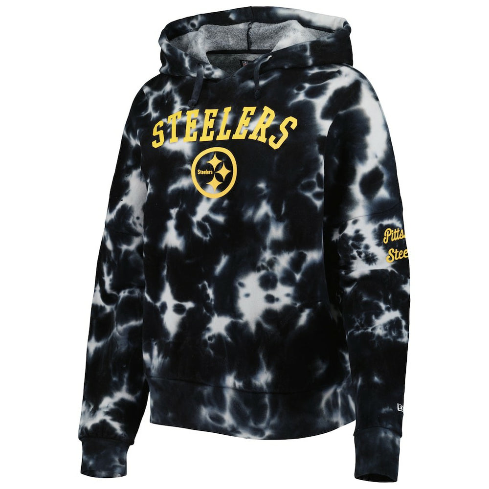 Pittsburgh Steelers New Era Women's Cloud Dye Fleece Pullover Hoodie - Black cheap