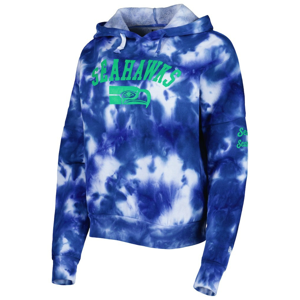 Seattle Seahawks New Era Women's Cloud Dye Fleece Pullover Hoodie - Royal discount