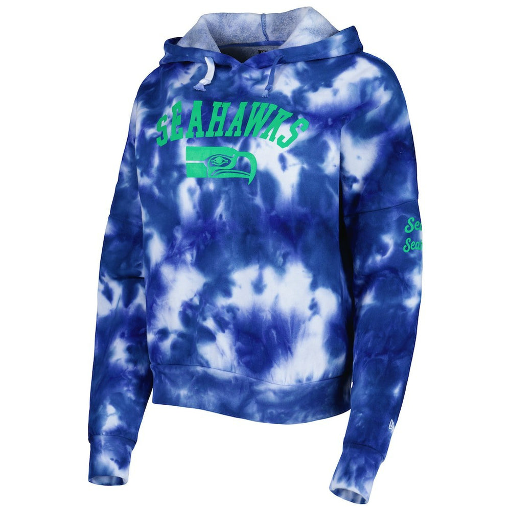 Seattle Seahawks New Era Women's Cloud Dye Fleece Pullover Hoodie - Royal discount