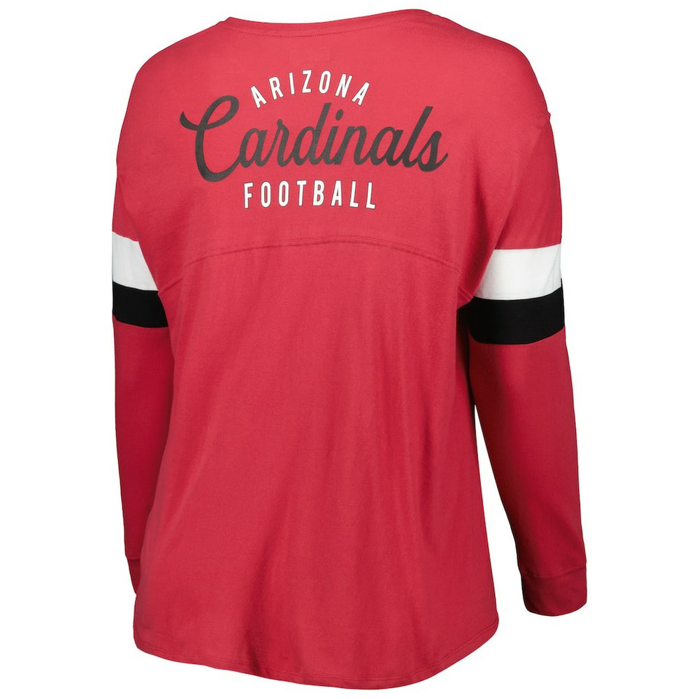 Arizona Cardinals New Era Women's Plus Size Athletic Varsity Lace-Up V-Neck Long Sleeve T-Shirt - Cardinal discount
