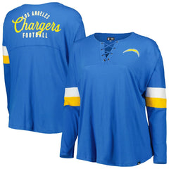 Los Angeles Chargers New Era Women's Plus Size Athletic Varsity Lace-Up V-Neck Long Sleeve T-Shirt - Powder Blue discount