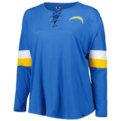 Los Angeles Chargers New Era Women's Plus Size Athletic Varsity Lace-Up V-Neck Long Sleeve T-Shirt - Powder Blue discount