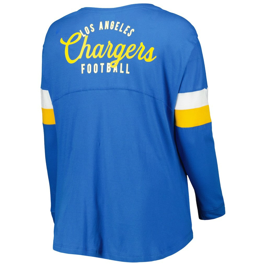 Los Angeles Chargers New Era Women's Plus Size Athletic Varsity Lace-Up V-Neck Long Sleeve T-Shirt - Powder Blue discount