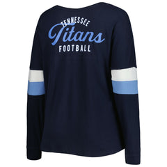 Tennessee Titans New Era Women's Plus Size Athletic Varsity Lace-Up V-Neck Long Sleeve T-Shirt - Navy discount
