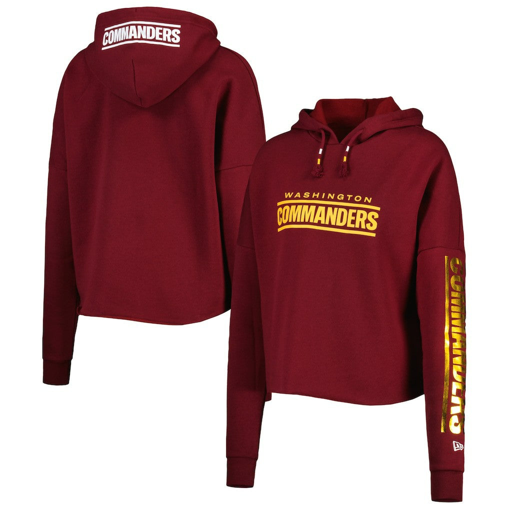 Washington Commanders New Era Women's Foil Sleeve Pullover Hoodie - Burgundy outlet