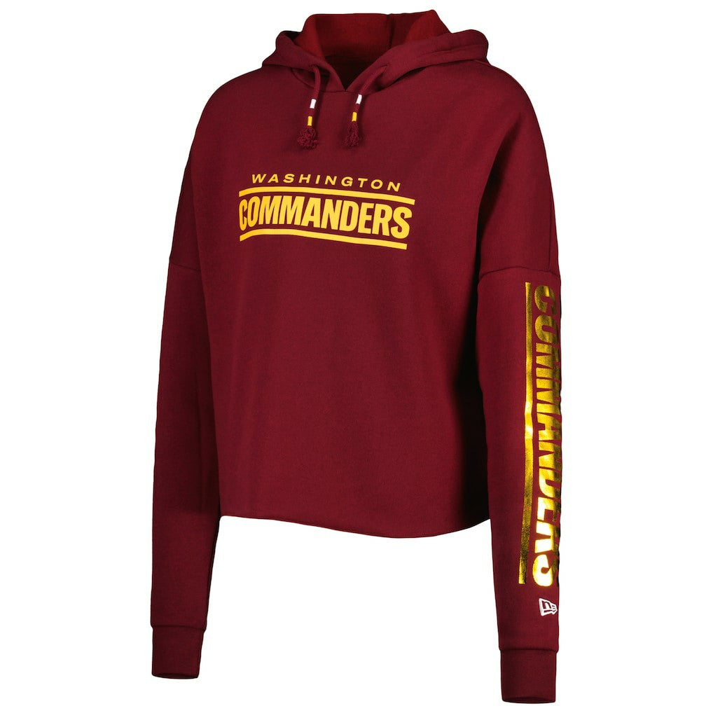 Washington Commanders New Era Women's Foil Sleeve Pullover Hoodie - Burgundy outlet