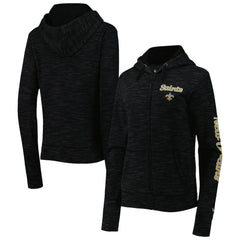 New Orleans Saints New Era Women's Reverse Space-Dye Full-Zip Hoodie - Black discount