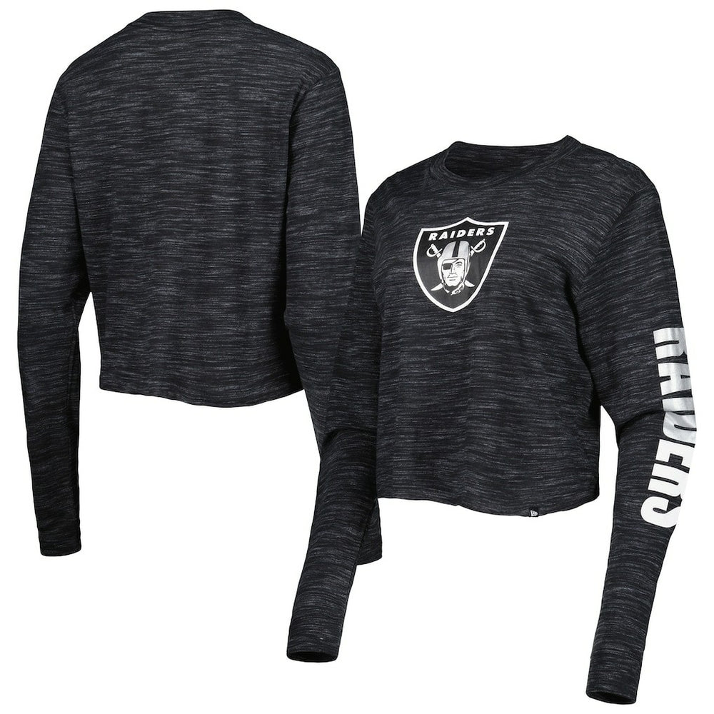 Las Vegas Raiders New Era Women's Crop Long Sleeve T-Shirt - Black on sale