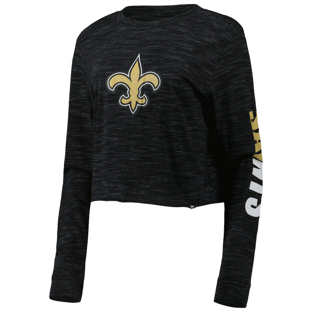 New Orleans Saints New Era Women's Crop Long Sleeve T-Shirt - Black discount
