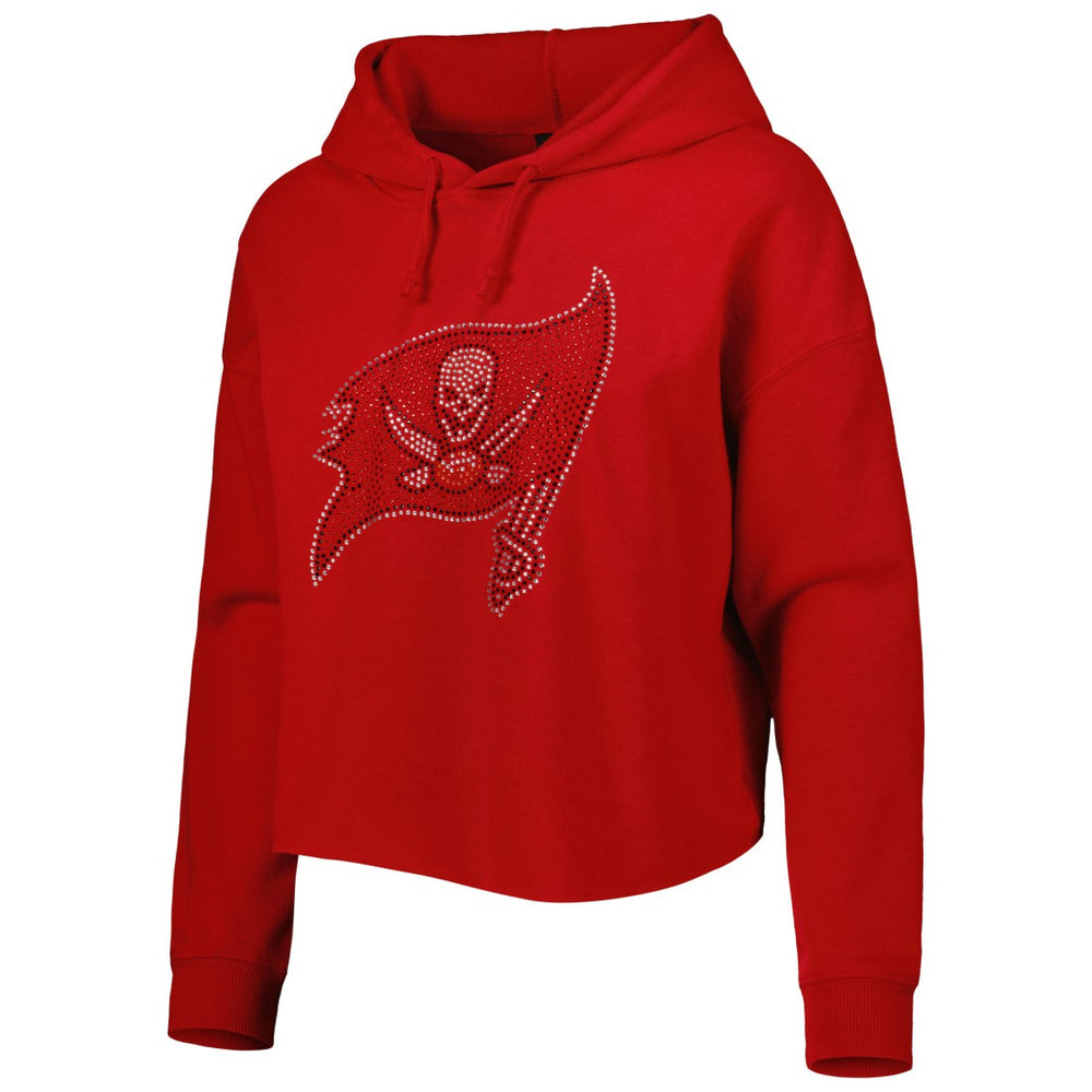 Tampa Bay Buccaneers Cuce Women's Crystal Logo Cropped Pullover Hoodie - Red sale