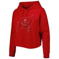 Tampa Bay Buccaneers Cuce Women's Crystal Logo Cropped Pullover Hoodie - Red sale