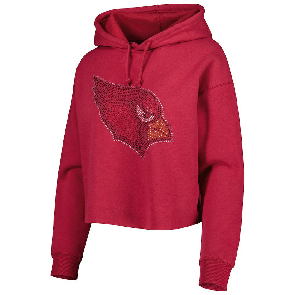 Arizona Cardinals Cuce Women's Crystal Logo Cropped Pullover Hoodie - Cardinal discount