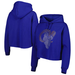 Los Angeles Rams Cuce Women's Crystal Logo Cropped Pullover Hoodie - Royal cheap