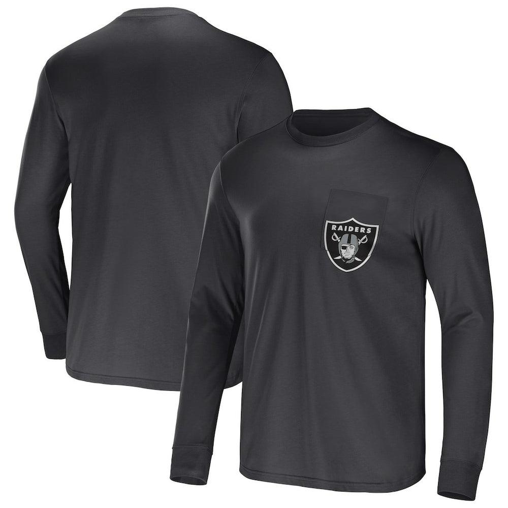 Las Vegas Raiders NFL x Darius Rucker Collection Team Long Sleeve Pocket T-Shirt - Charcoal discount