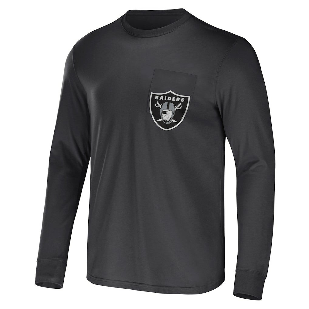 Las Vegas Raiders NFL x Darius Rucker Collection Team Long Sleeve Pocket T-Shirt - Charcoal discount