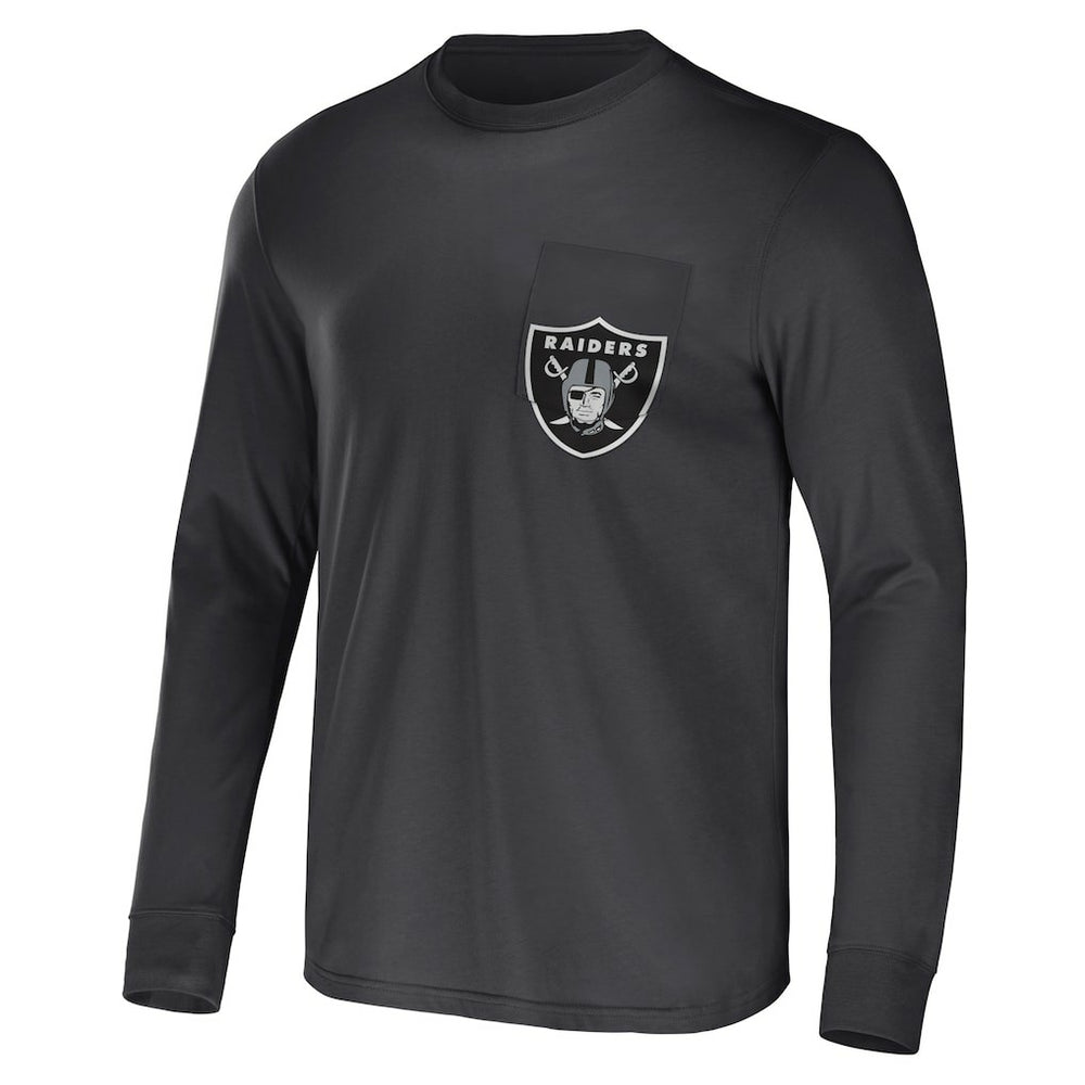 Las Vegas Raiders NFL x Darius Rucker Collection Team Long Sleeve Pocket T-Shirt - Charcoal discount