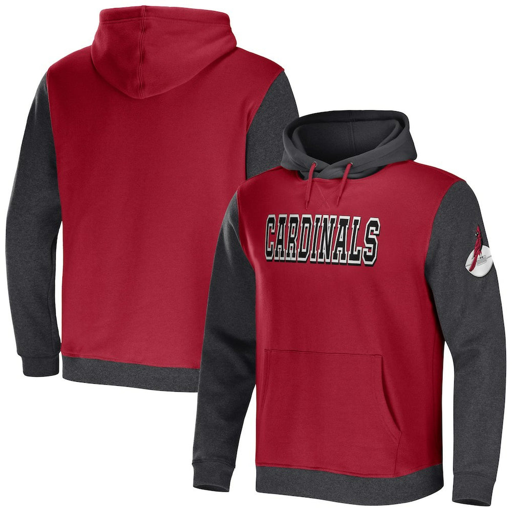 Arizona Cardinals NFL x Darius Rucker Collection Colorblock Pullover Hoodie - Cardinal/Charcoal discount