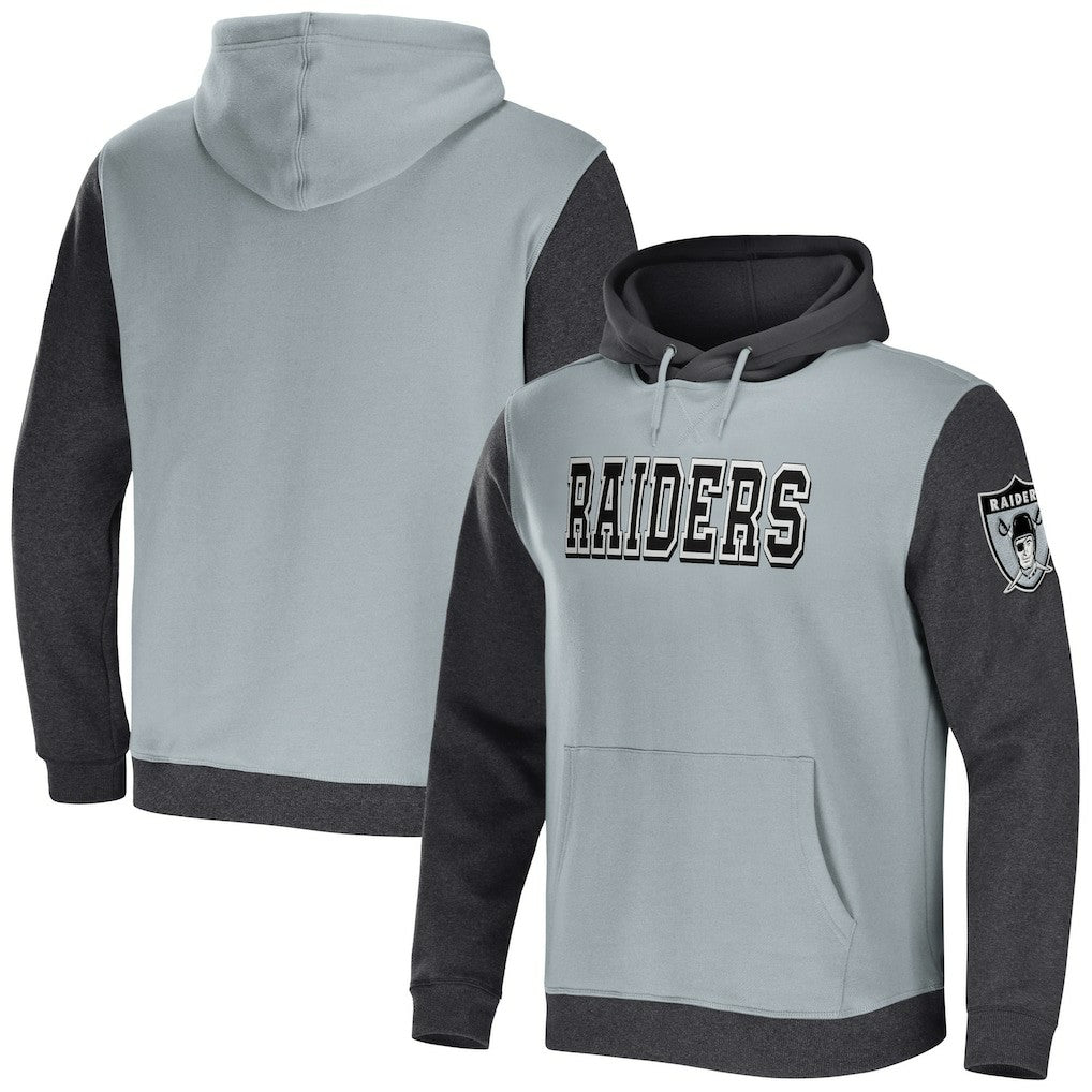 Las Vegas Raiders NFL x Darius Rucker Collection Colorblock Pullover Hoodie - Gray/Charcoal cheap