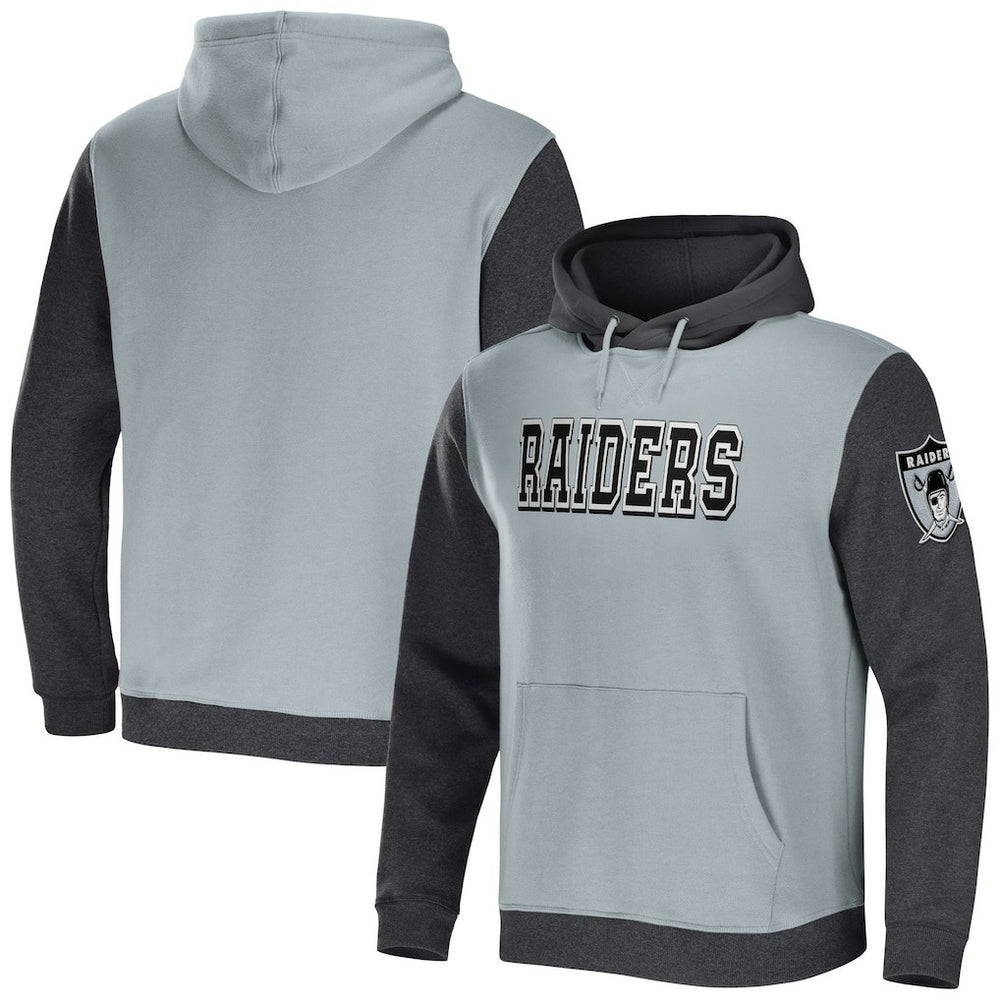 Las Vegas Raiders NFL x Darius Rucker Collection Colorblock Pullover Hoodie - Gray/Charcoal cheap