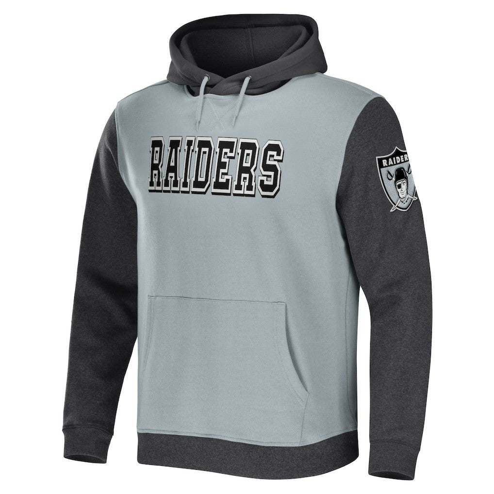 Las Vegas Raiders NFL x Darius Rucker Collection Colorblock Pullover Hoodie - Gray/Charcoal cheap