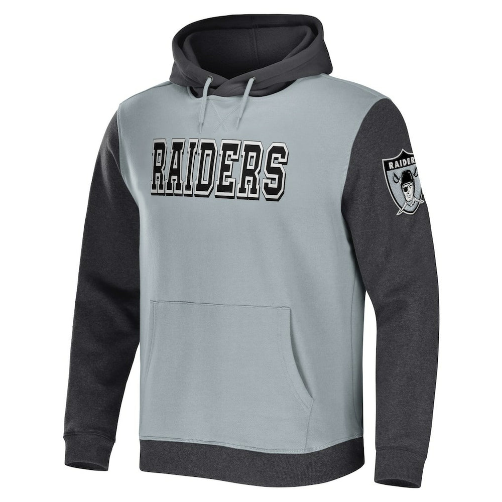 Las Vegas Raiders NFL x Darius Rucker Collection Colorblock Pullover Hoodie - Gray/Charcoal cheap