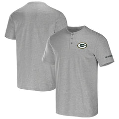 Green Bay Packers NFL x Darius Rucker Collection Henley T-Shirt - Heather Gray discount