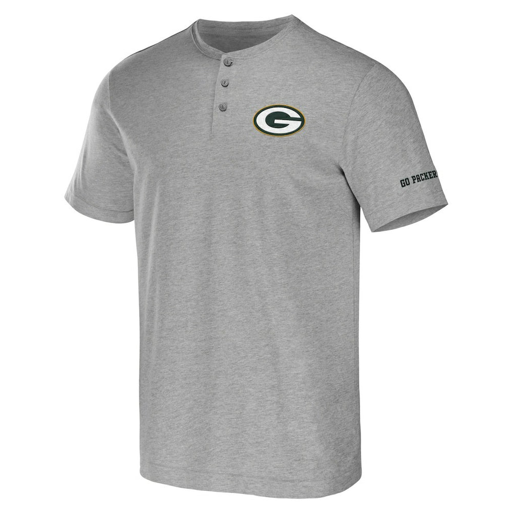Green Bay Packers NFL x Darius Rucker Collection Henley T-Shirt - Heather Gray discount