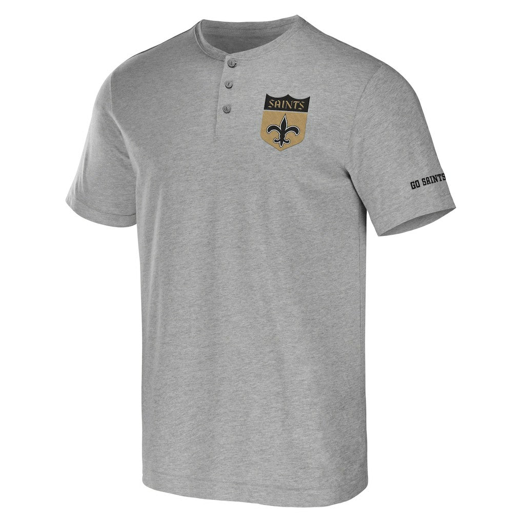 New Orleans Saints NFL x Darius Rucker Collection Henley T-Shirt - Heather Gray online