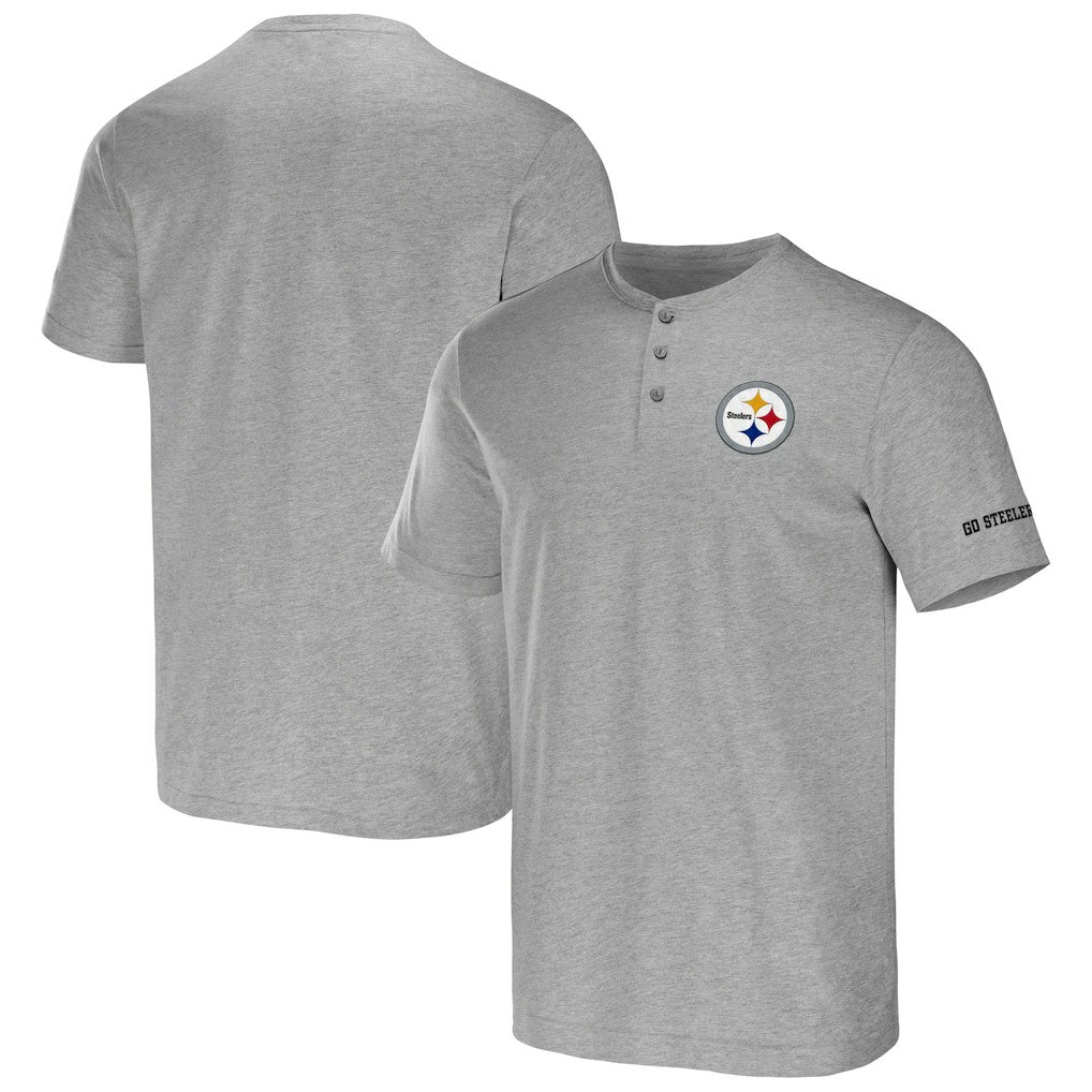 Pittsburgh Steelers NFL x Darius Rucker Collection Henley T-Shirt - Heather Gray sale